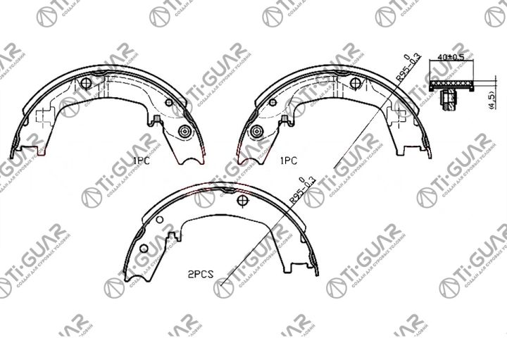 Тормозные колодки (РУЧНОГО ТОРМОЗА) TG-11004/FN11004* Ti·GUAR (комплект 4шт.) Тормозные колодки (РУЧНОГО ТОРМОЗА) TG-11004/FN11004* Ti·GUAR (комплект 4шт.)